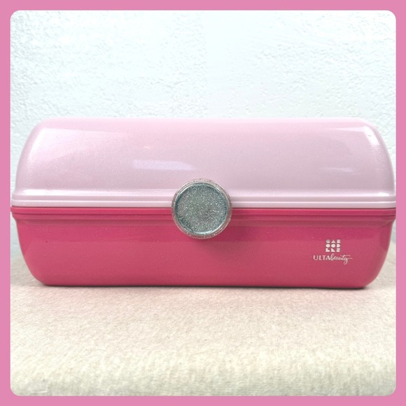 Ulta Beauty Other - ULTA Beauty Pink Glitter Train Case‎ Makeup Cosmetic Organizer Mirror Handle